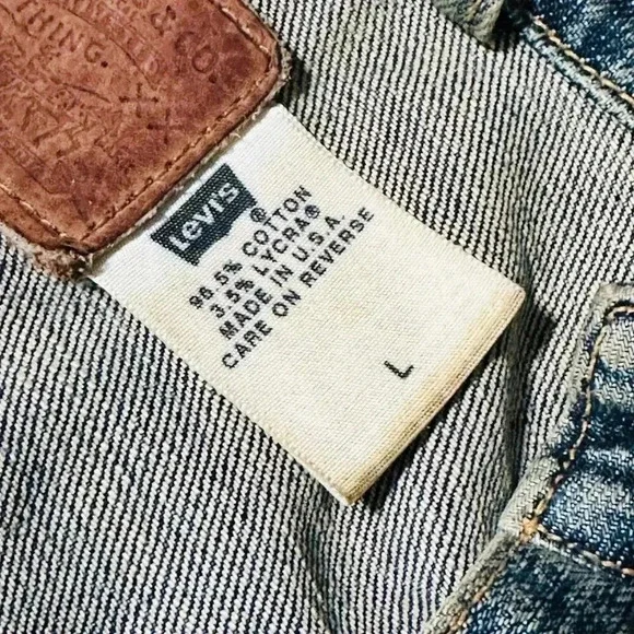Vintage Women's Levi’s Collarless Jean Jacket - Snap Buttons - Denim Large L - Picture 8 of 13